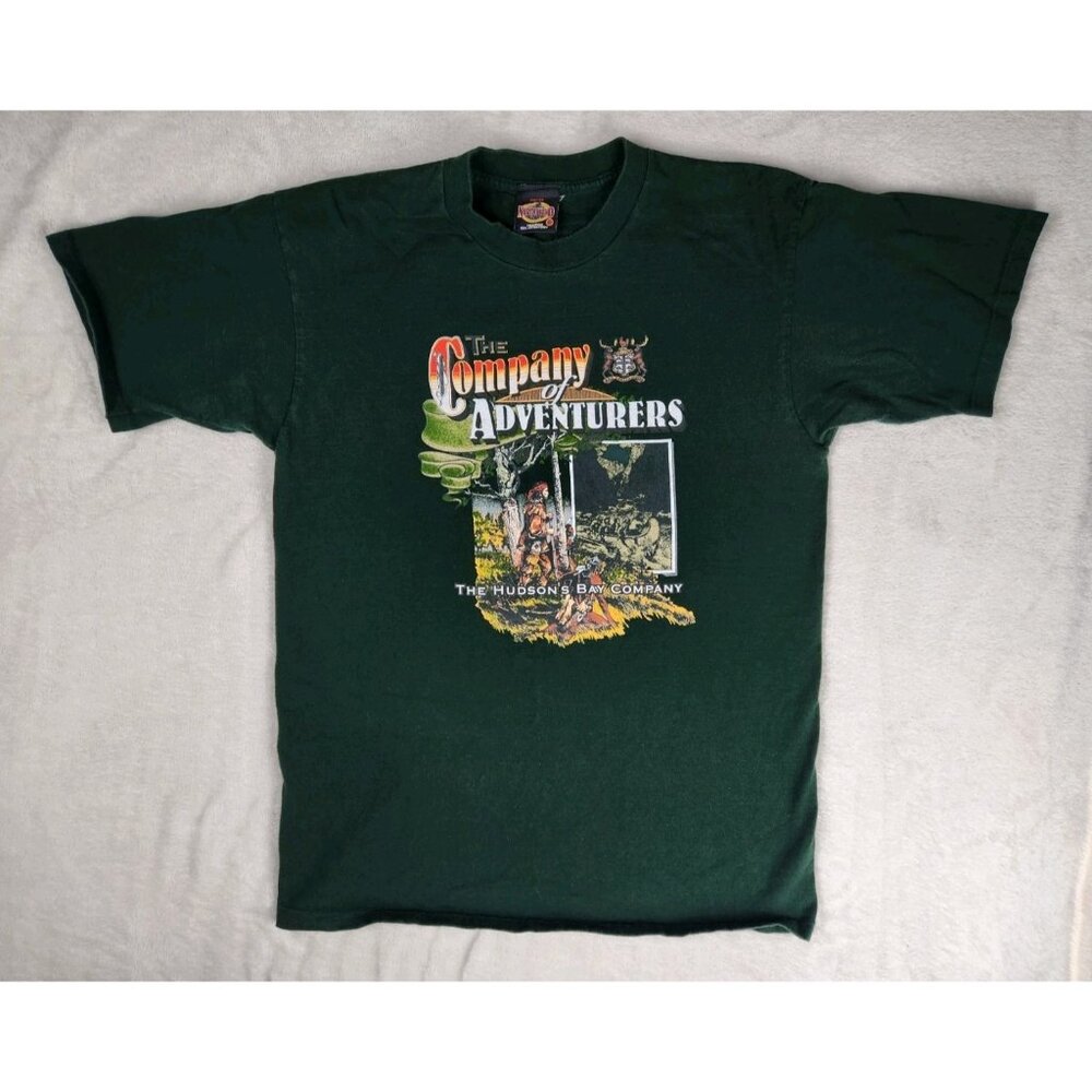 Vintage‎ Hudson's Bay Company Northbound T-Shirt Size L Green Crew Neck HBC